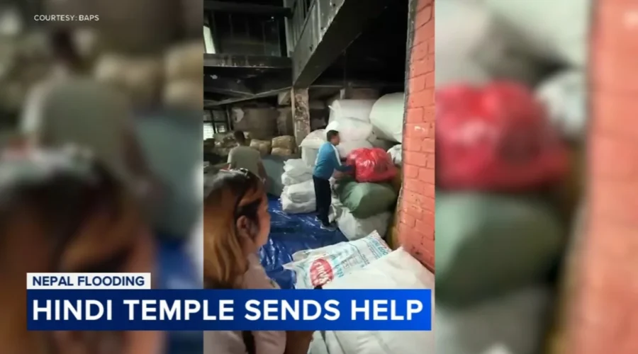 Volunteers at BAPS Swaminarayan Akshardham in Robbinsville supporting Nepal flood relief