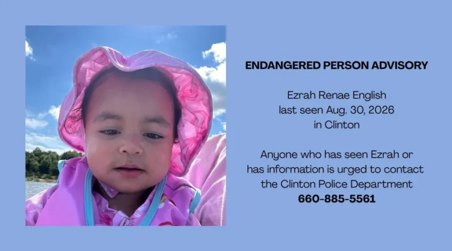 Clinton Police endangered person advisory for 1-year-old Ezrah English in Missouri