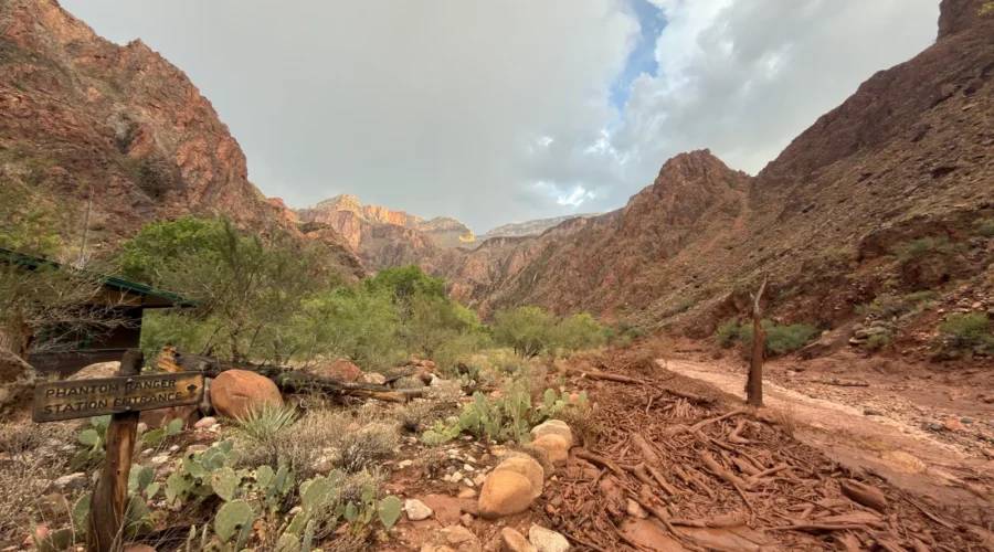 Grand Canyon National Park canyon landscape after flooding and debris flow damage