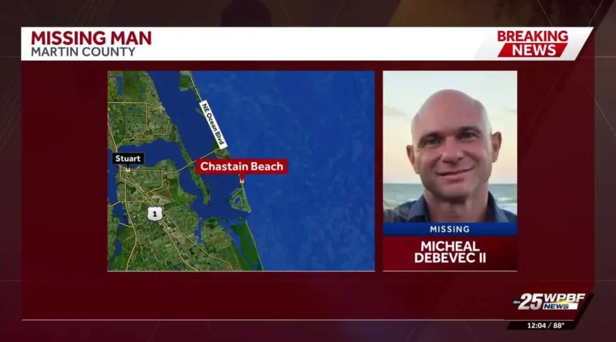 Sheriff's office vehicle parked near a South Florida beach search area
